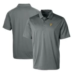 Men's Pittsburgh Pirates Cutter & Buck Steel Prospect Textured Stretch Polo