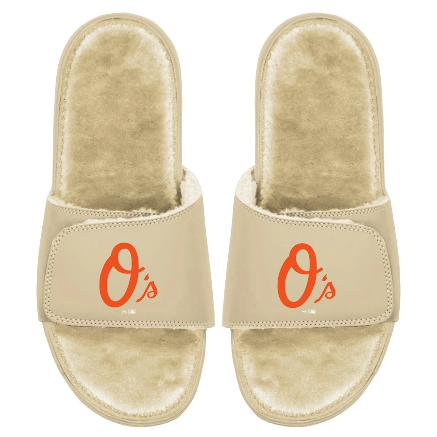 Men's Baltimore Orioles ISlide Tan Dune Faux Fur Slide Sandals 3 Men's Baltimore Orioles ISlide Tan Dune Faux Fur Slide Sandals