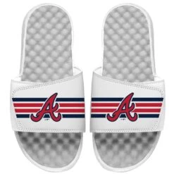 Men's Atlanta Braves ISlide White Varsity Stripes Slide Sandals