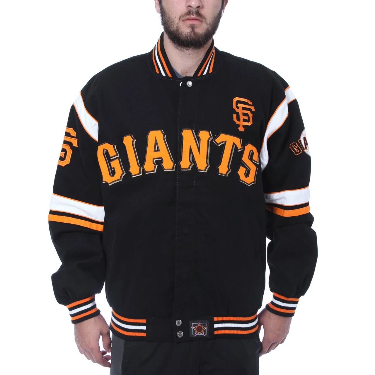 Men's San Francisco Giants JH Design Black Embroidered Logo Twill Full-Snap Jacket 3 Men's San Francisco Giants JH Design Black Embroidered Logo Twill Full-Snap Jacket
