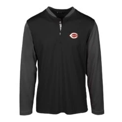 Men's Cincinnati Reds Levelwear Black Spector Quarter-Zip Pullover Top
