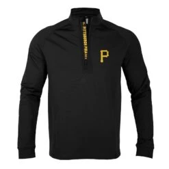 Men's Pittsburgh Pirates Levelwear Black Calibre Quarter-Zip Pullover Top