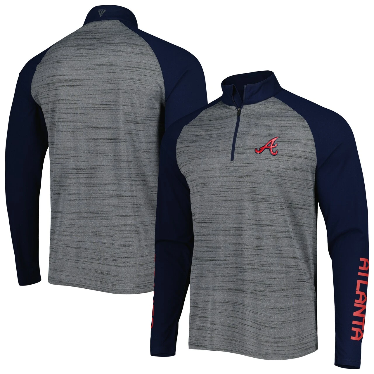 Men's Atlanta Braves Levelwear Heather Gray Vandal Raglan Quarter-Zip Top 3 Men's Atlanta Braves Levelwear Heather Gray Vandal Raglan Quarter-Zip Top