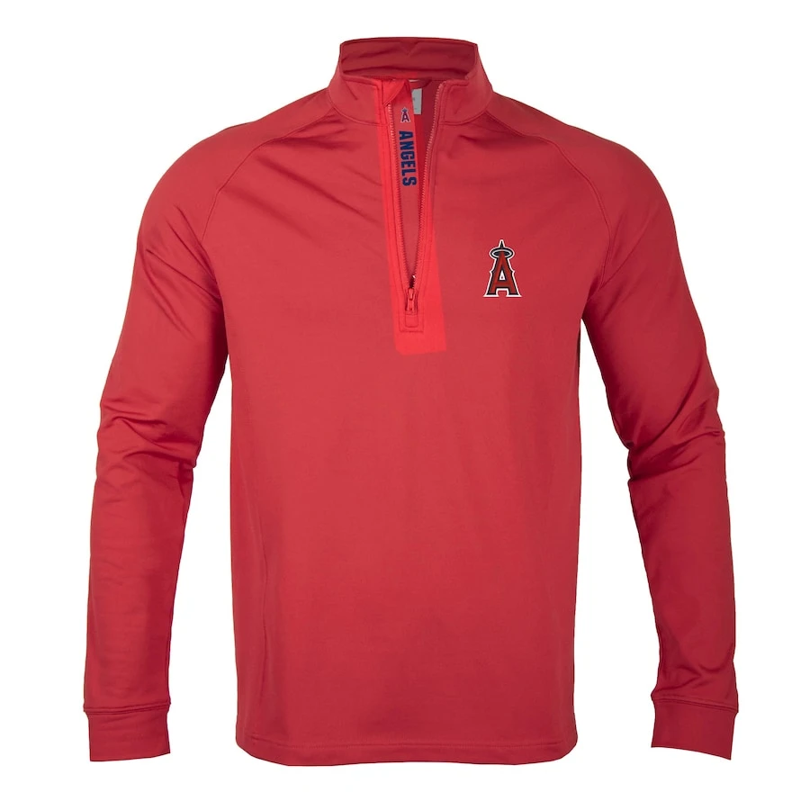 Men's Los Angeles Angels Levelwear Red Calibre Quarter-Zip Pullover Top 3 Men's Los Angeles Angels Levelwear Red Calibre Quarter-Zip Pullover Top