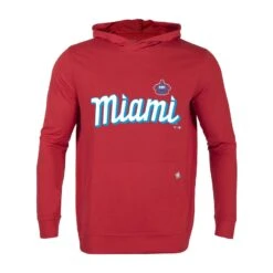 Men's Miami Marlins Levelwear Red City Connect Relay Core Logo Pullover Hoodie