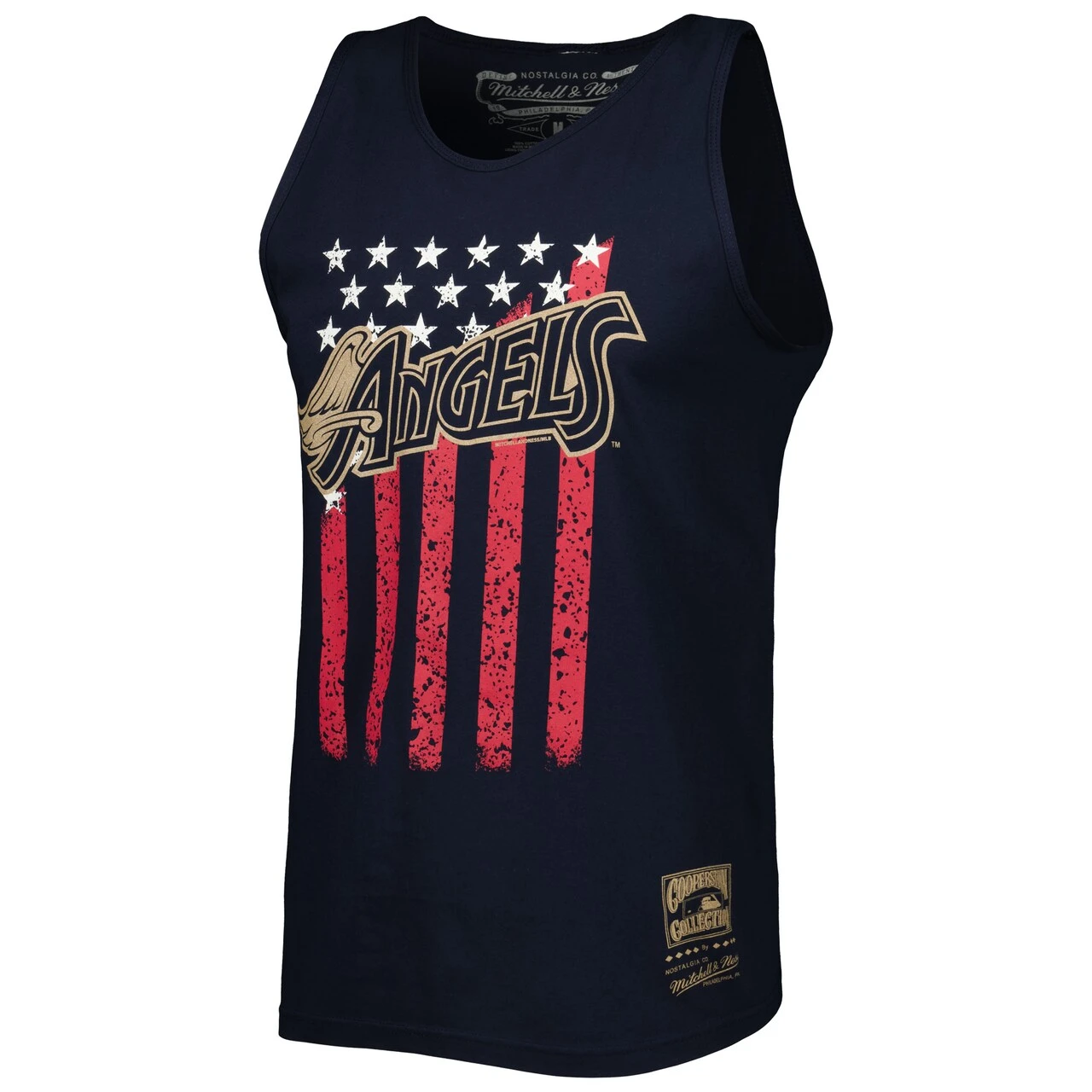Men's Los Angeles Angels Mitchell & Ness Navy Cooperstown Collection Stars And Stripes Tank Top 4 Men's Los Angeles Angels Mitchell & Ness Navy Cooperstown Collection Stars And Stripes Tank Top - Image 2