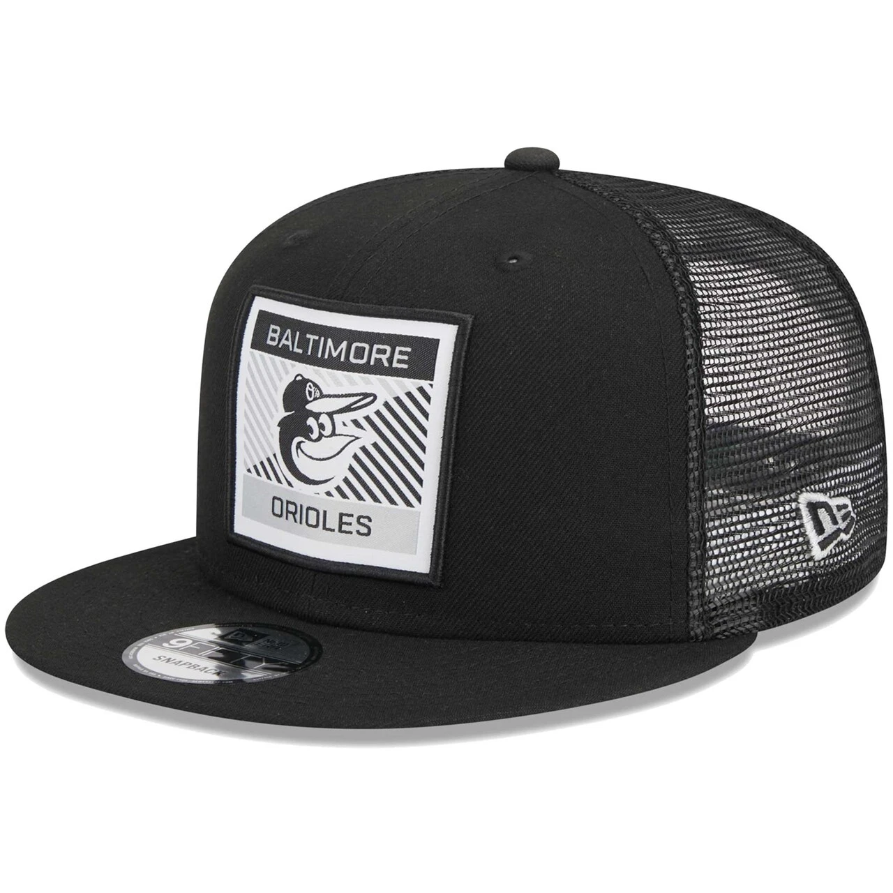 Men's Baltimore Orioles New Era Black Scratch Squared Trucker 9FIFTY Snapback Hat 3 Men's Baltimore Orioles New Era Black Scratch Squared Trucker 9FIFTY Snapback Hat
