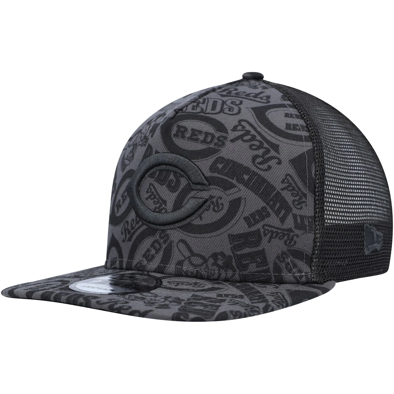 Men's Cincinnati Reds New Era Black Repeat A-Frame 9FIFTY Trucker Snapback Hat 3 Men's Cincinnati Reds New Era Black Repeat A-Frame 9FIFTY Trucker Snapback Hat