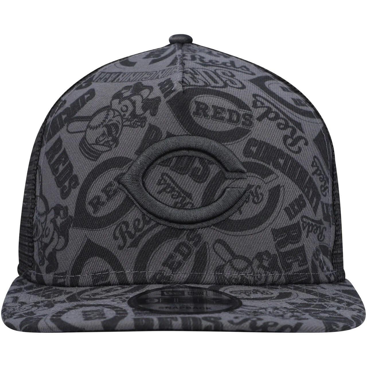 Men's Cincinnati Reds New Era Black Repeat A-Frame 9FIFTY Trucker Snapback Hat 4 Men's Cincinnati Reds New Era Black Repeat A-Frame 9FIFTY Trucker Snapback Hat - Image 2