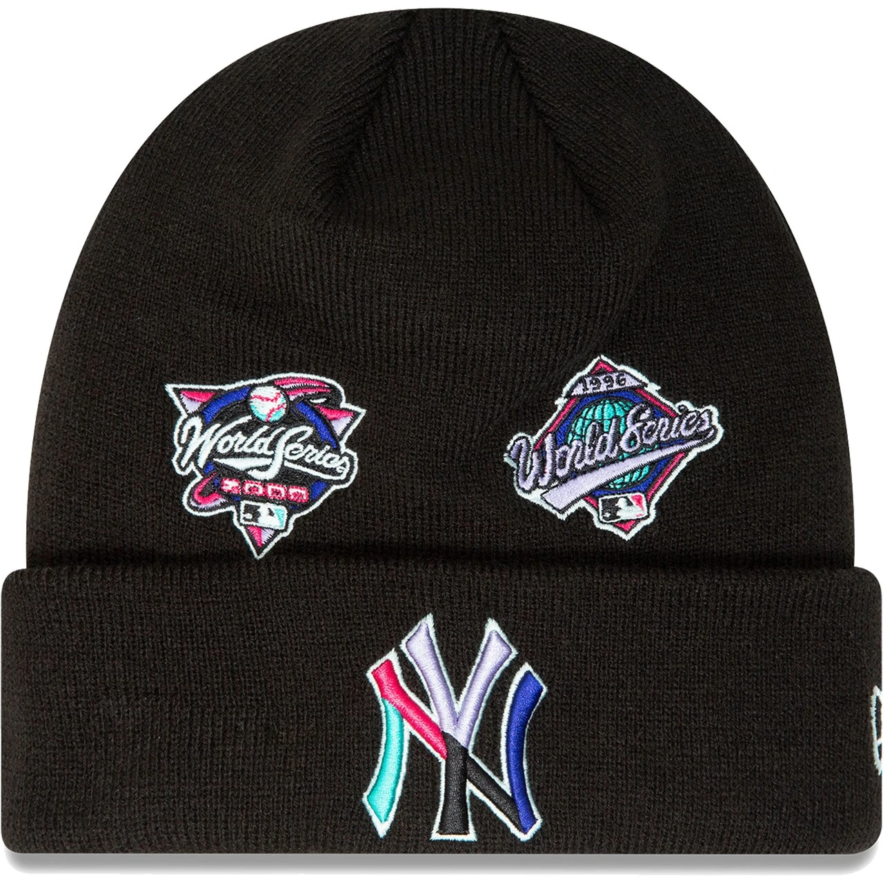 Men's New York Yankees New Era Black Polar Lights Cuffed Knit Hat 3 Men's New York Yankees New Era Black Polar Lights Cuffed Knit Hat