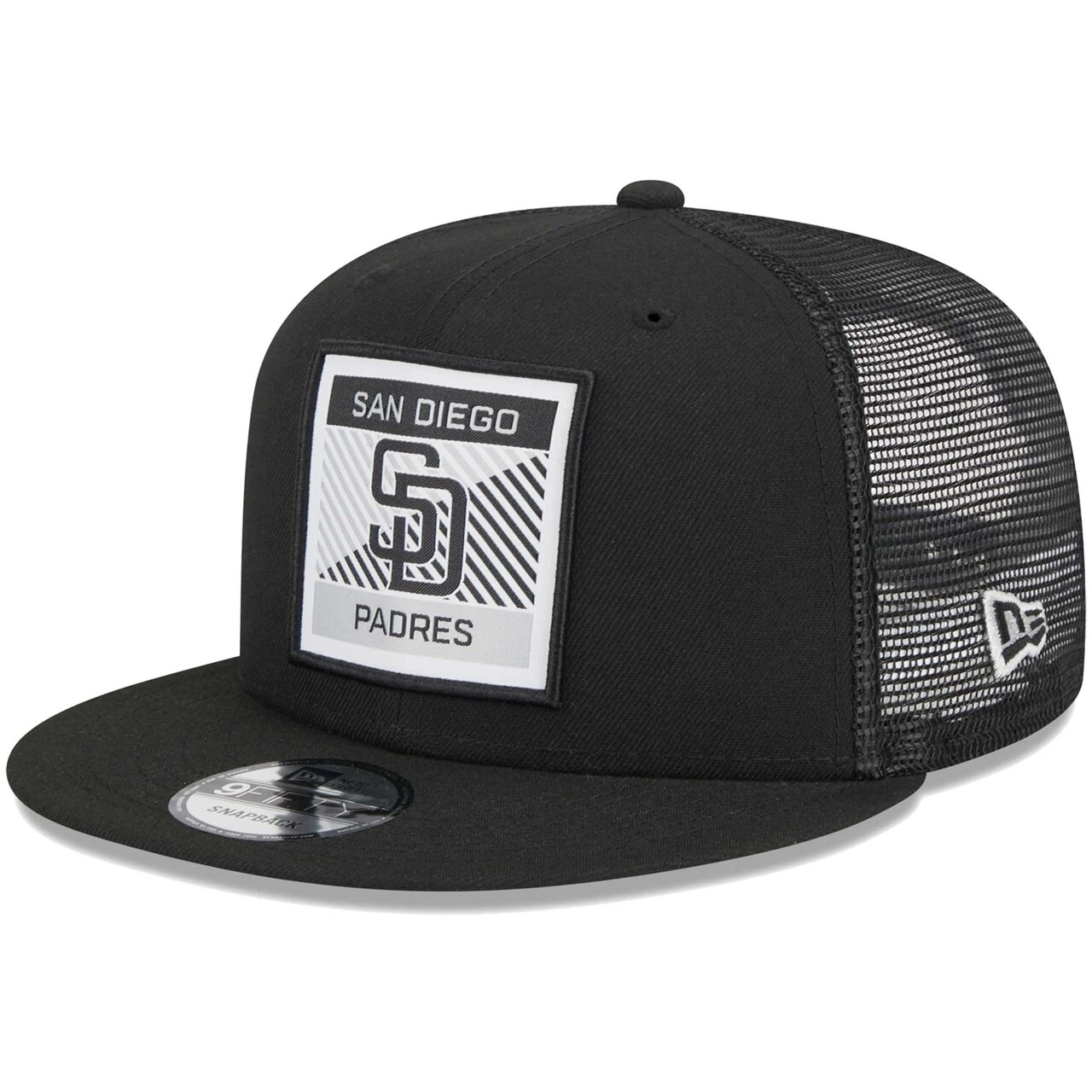 Men's San Diego Padres New Era Black Scratch Squared Trucker 9FIFTY Snapback Hat 3 Men's San Diego Padres New Era Black Scratch Squared Trucker 9FIFTY Snapback Hat