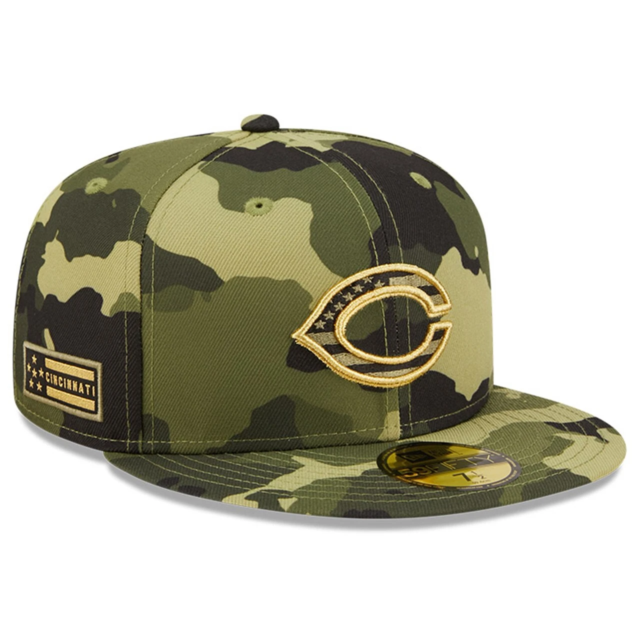 Men's Cincinnati Reds New Era Camo 2022 Armed Forces Day On-Field 59FIFTY Fitted Hat 3 Men's Cincinnati Reds New Era Camo 2022 Armed Forces Day On-Field 59FIFTY Fitted Hat