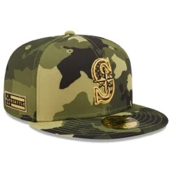 Men's Seattle Mariners New Era Camo 2022 Armed Forces Day On-Field 59FIFTY Fitted Hat