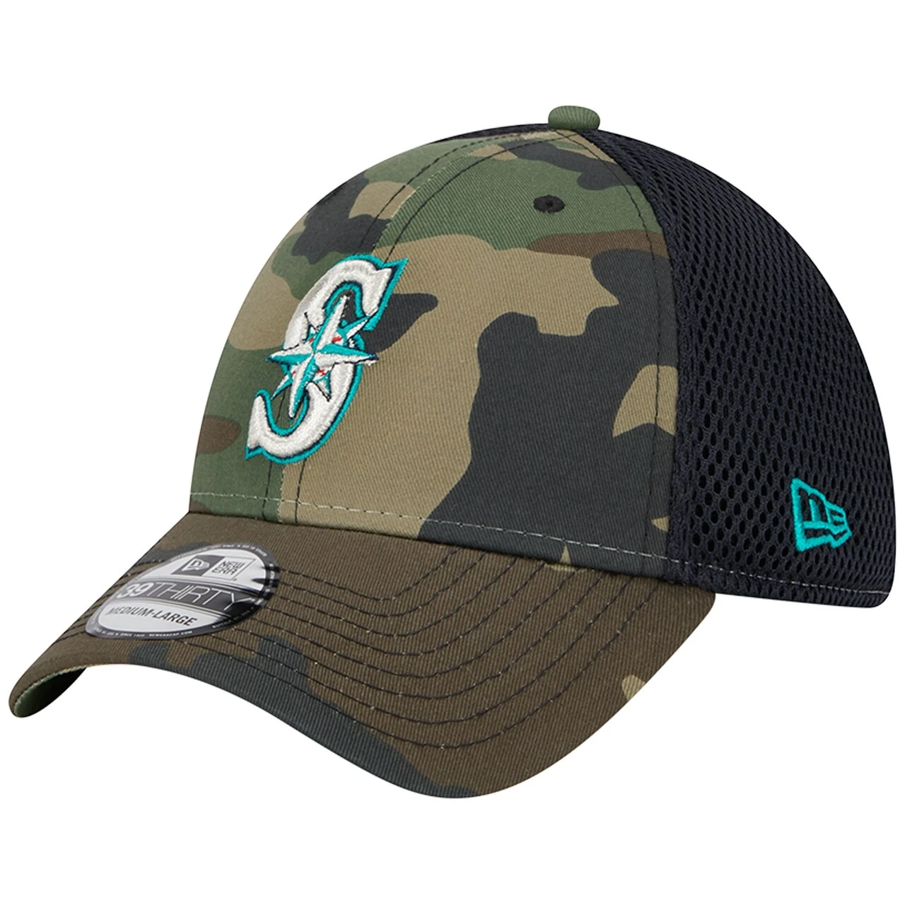 Men's Seattle Mariners New Era Camo Team Neo 39THIRTY Flex Hat 3 Men's Seattle Mariners New Era Camo Team Neo 39THIRTY Flex Hat