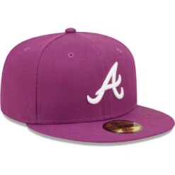 Men's Atlanta Braves New Era Grape Logo 59FIFTY Fitted Hat -Baseball Peripherals Store mens new era grape atlanta braves logo 59fifty fitted hat pi4689000 altimages ff 4689931 62ebc168bd3c500a2a14alt3 full