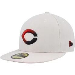 Men's Cincinnati Reds New Era Khaki Stone Dim Undervisor 59FIFTY Fitted Hat