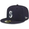 Men's Seattle Mariners New Era Navy White Logo 59FIFTY Fitted Hat -Baseball Peripherals Store mens new era navy seattle mariners white logo 59fifty fitted hat pi4208000 altimages ff 4208763 853acae601651486fe88alt1 full