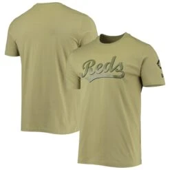 Men's Cincinnati Reds New Era Olive Brushed Armed Forces T-Shirt