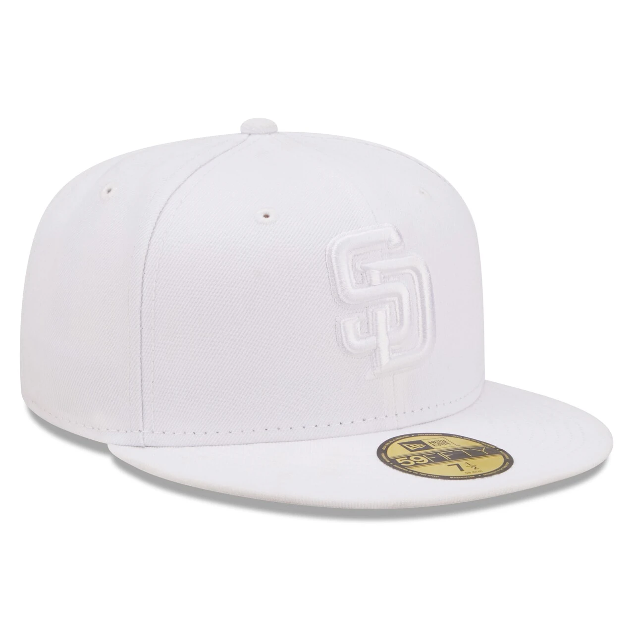 Men's San Diego Padres New Era White On White 59FIFTY Fitted Hat 5 Men's San Diego Padres New Era White On White 59FIFTY Fitted Hat - Image 3