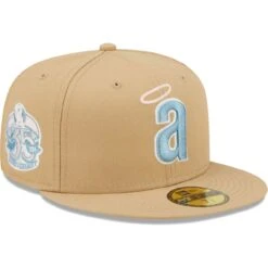 Men's California Angels New Era Tan 35th Anniversary Sky Blue Undervisor 59FIFTY Fitted Hat