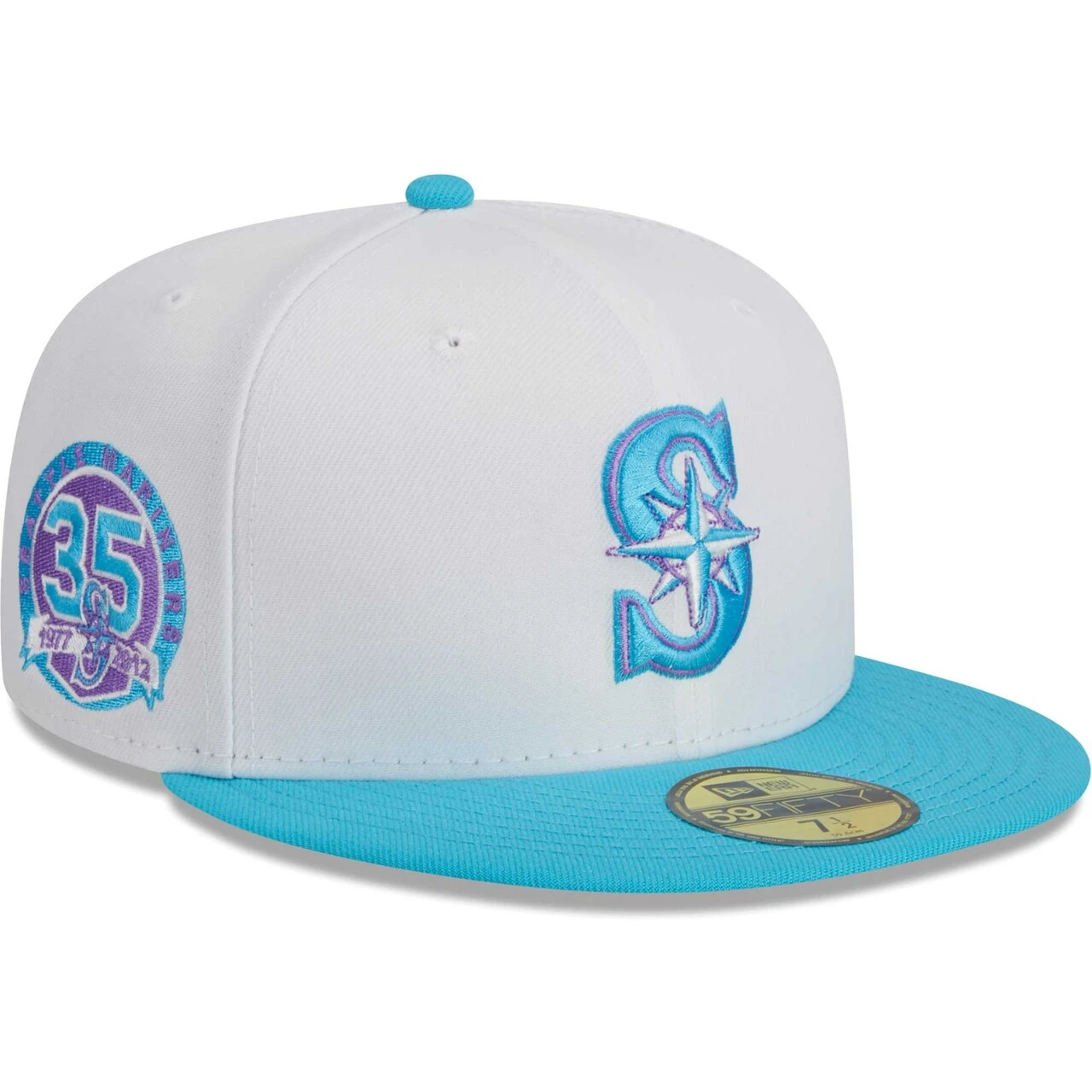Men's Seattle Mariners New Era White Vice 59FIFTY Fitted Hat 3 Men's Seattle Mariners New Era White Vice 59FIFTY Fitted Hat