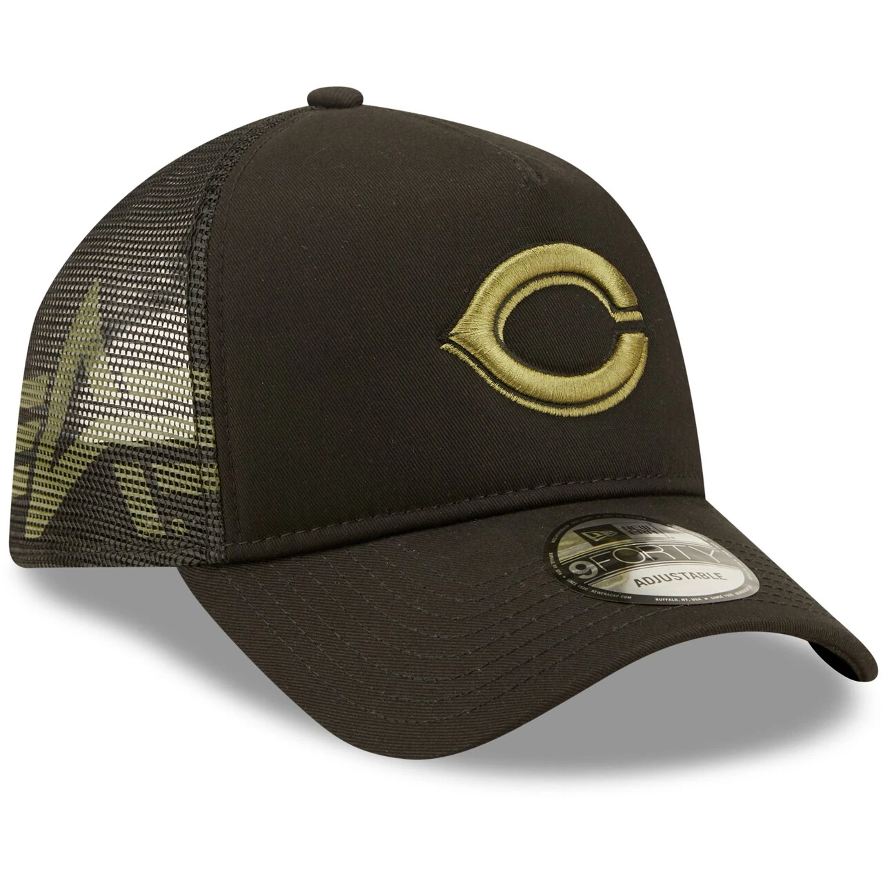 Men's Cincinnati Reds New Era X Alpha Industries Black A-Frame 9FORTY Trucker Snapback Hat 5 Men's Cincinnati Reds New Era X Alpha Industries Black A-Frame 9FORTY Trucker Snapback Hat - Image 3