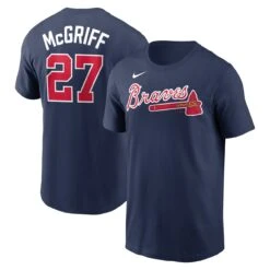 Men's Atlanta Braves Fred McGriff Nike Navy Name & Number T-Shirt