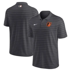 Men's Baltimore Orioles Nike Heather Charcoal Authentic Collection Victory Striped Performance Polo