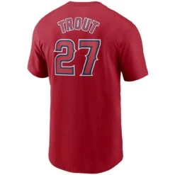 Men's Los Angeles Angels Mike Trout Nike Red Name & Number T-Shirt -Baseball Peripherals Store mens nike mike trout red los angeles angels name and number t shirt pi3589000 altimages ff 3589146 2173f78c5f0513a05336alt3 full