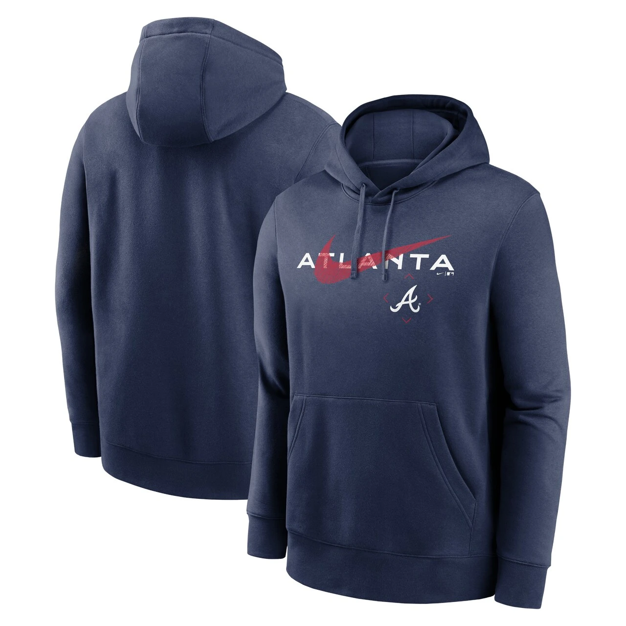 Men's Atlanta Braves Nike Navy Swoosh NeighborHOOD Pullover Hoodie 3 Men's Atlanta Braves Nike Navy Swoosh NeighborHOOD Pullover Hoodie