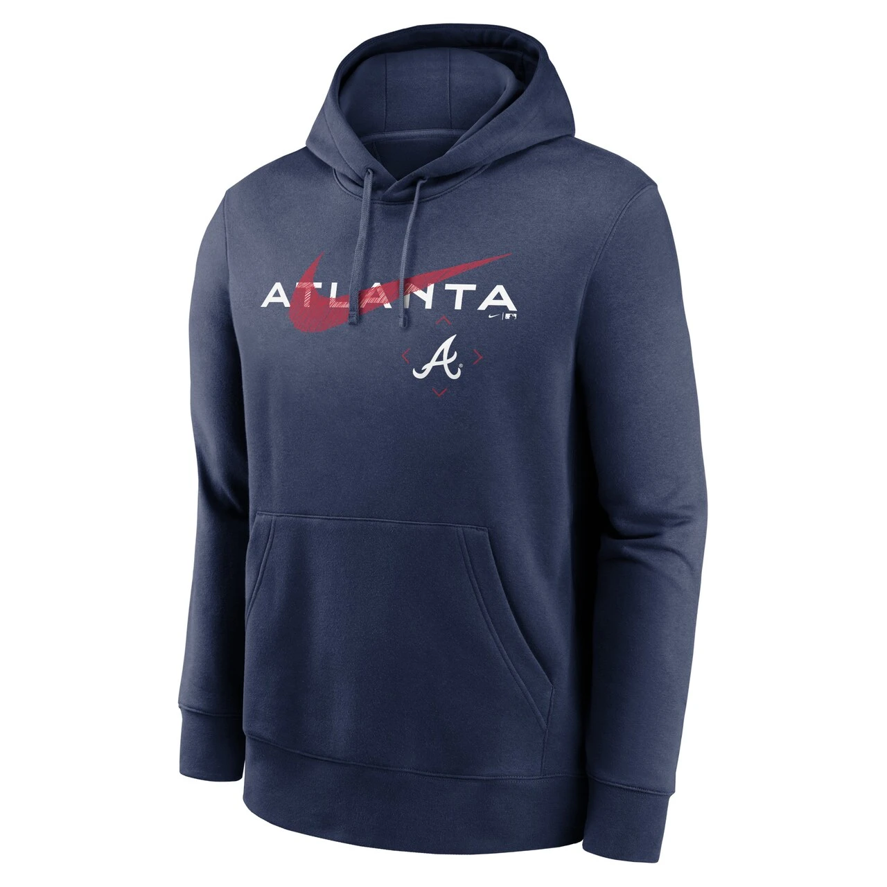 Men's Atlanta Braves Nike Navy Swoosh NeighborHOOD Pullover Hoodie 4 Men's Atlanta Braves Nike Navy Swoosh NeighborHOOD Pullover Hoodie - Image 2