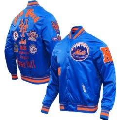 Men's New York Mets Pro Standard Royal Old English Satin Full-Snap Varsity Jacket