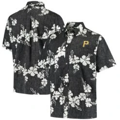 Men's Pittsburgh Pirates Reyn Spooner Black Floral Button-Down Shirt