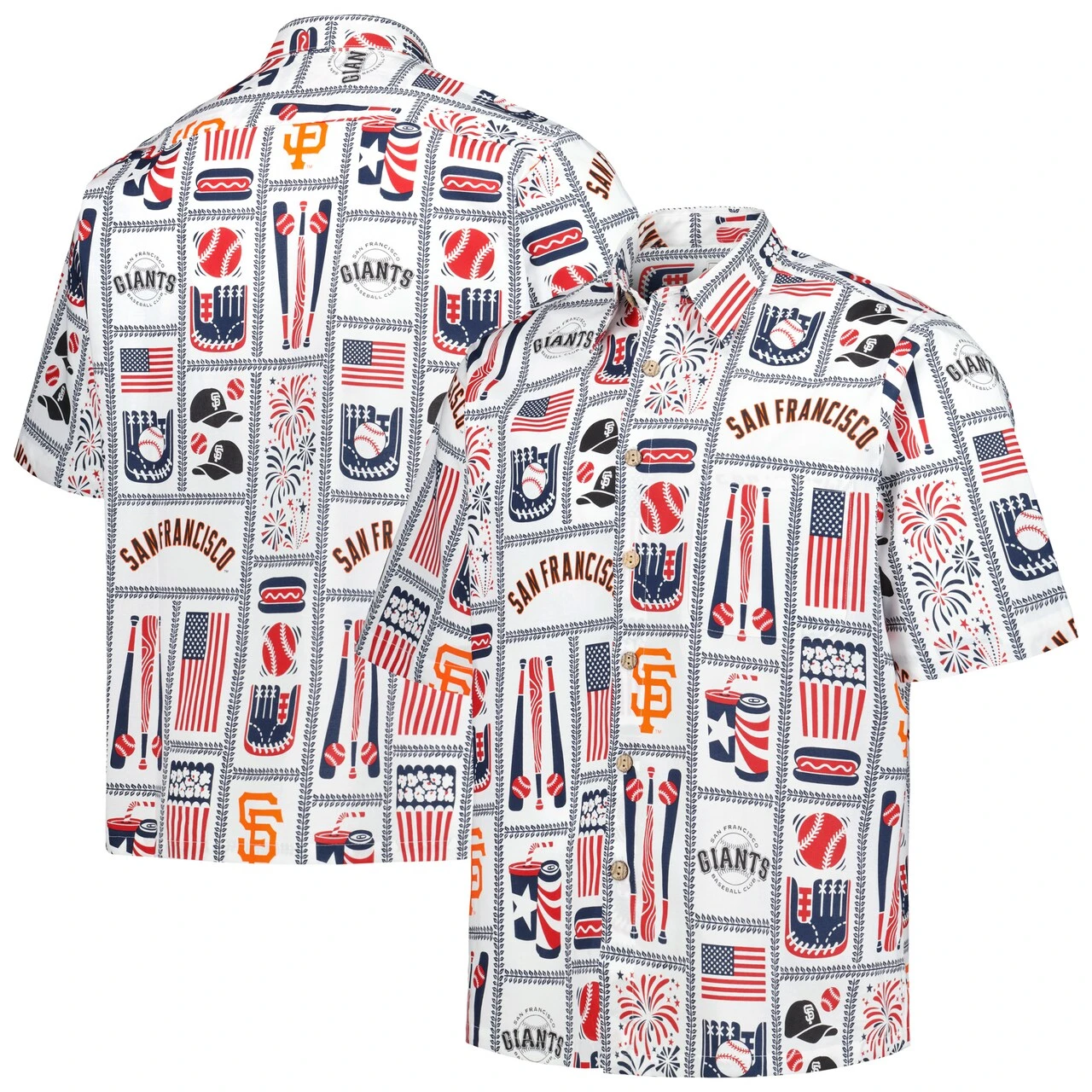 Men's San Francisco Giants Reyn Spooner White Americana Button-Up Shirt 3 Men's San Francisco Giants Reyn Spooner White Americana Button-Up Shirt