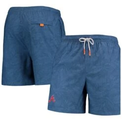 Men's Atlanta Braves Tommy Bahama Navy Naples Layered Leaves Swim Trunks