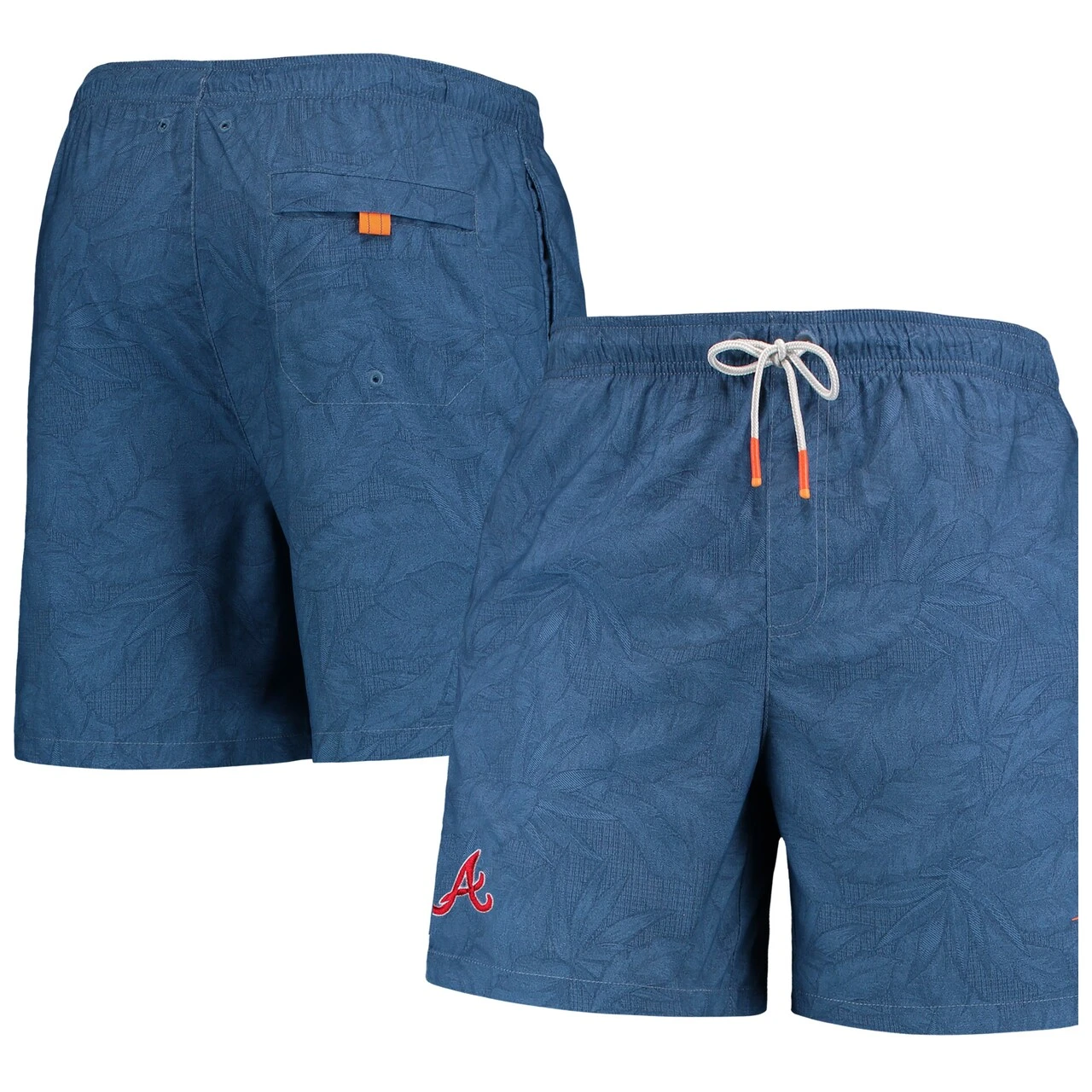 Men's Atlanta Braves Tommy Bahama Navy Naples Layered Leaves Swim Trunks 3 Men's Atlanta Braves Tommy Bahama Navy Naples Layered Leaves Swim Trunks