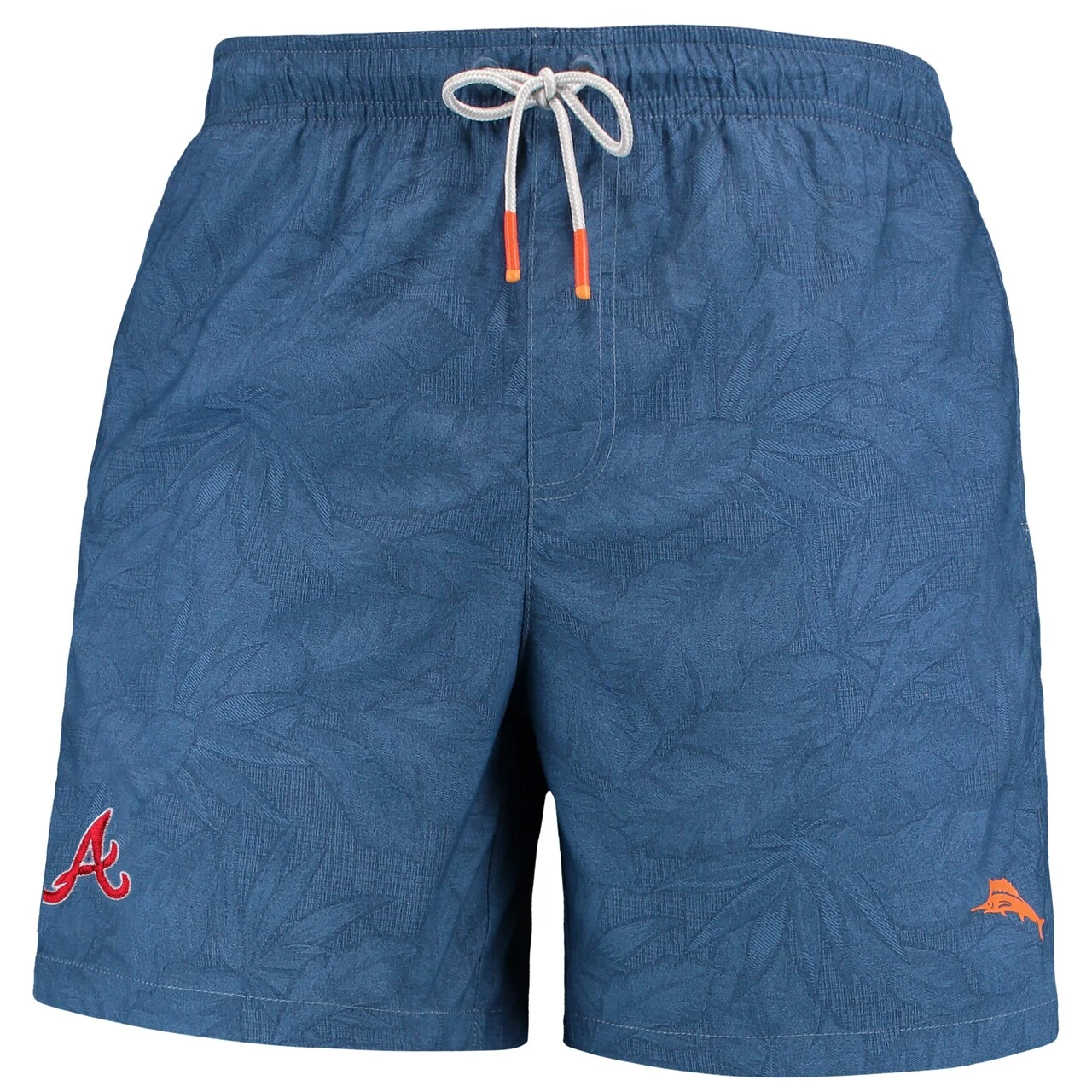 Men's Atlanta Braves Tommy Bahama Navy Naples Layered Leaves Swim Trunks 4 Men's Atlanta Braves Tommy Bahama Navy Naples Layered Leaves Swim Trunks - Image 2