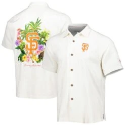 Men's San Francisco Giants Tommy Bahama White Go Big Or Go Home Camp Button-Up Shirt