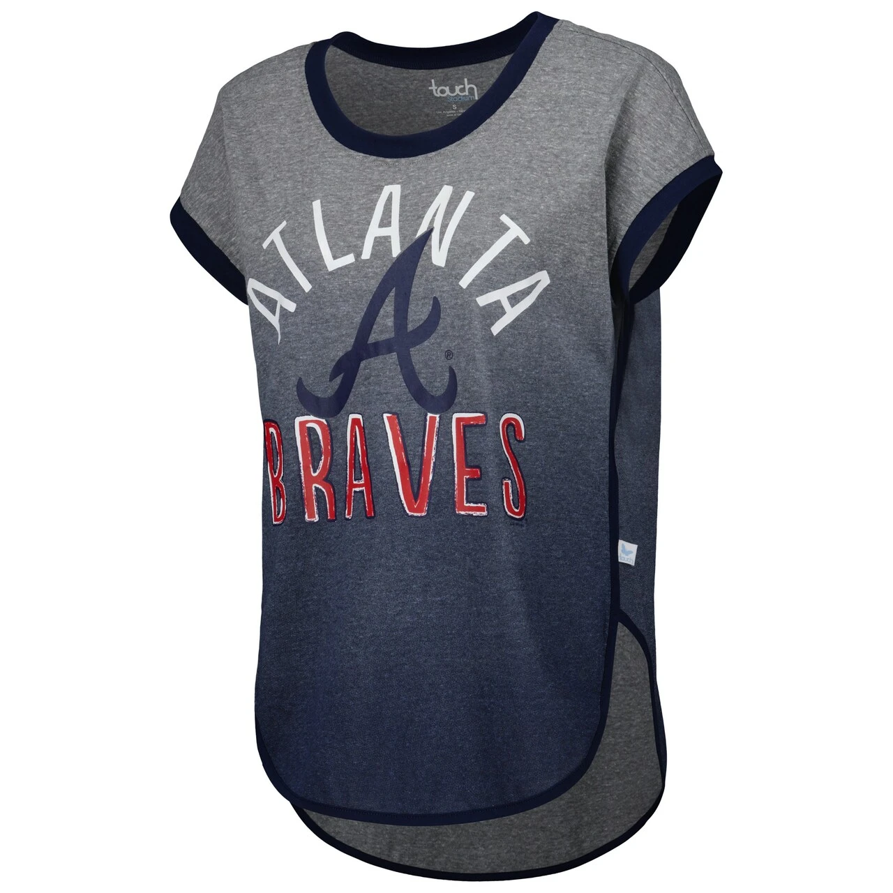 Women's Atlanta Braves Touch Gray/Navy Home Run Tri-Blend Sleeveless T-Shirt 4 Women's Atlanta Braves Touch Gray/Navy Home Run Tri-Blend Sleeveless T-Shirt - Image 2