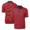 Men's Los Angeles Angels Cutter & Buck Red/Navy Virtue Eco Pique Micro Stripe Recycled Polo