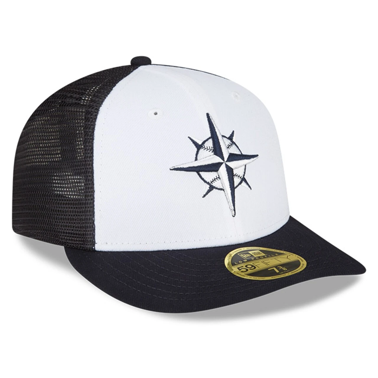 Men's Seattle Mariners New Era White/Navy 2023 On-Field Batting Practice Low Profile 59FIFTY Fitted Hat 5 Men's Seattle Mariners New Era White/Navy 2023 On-Field Batting Practice Low Profile 59FIFTY Fitted Hat - Image 3