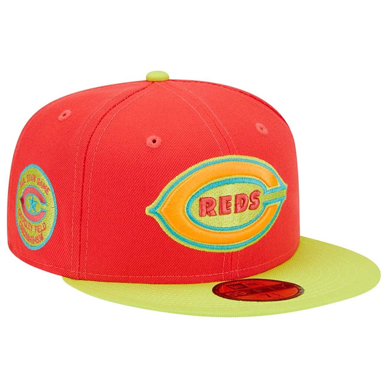 Men's Cincinnati Reds New Era Red/Neon Green 1938 MLB All-Star Game Lava Highlighter Combo 59FIFTY Fitted Hat 3 Men's Cincinnati Reds New Era Red/Neon Green 1938 MLB All-Star Game Lava Highlighter Combo 59FIFTY Fitted Hat