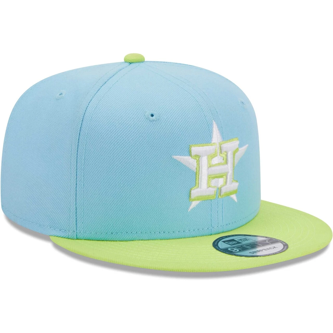 Men's Houston Astros New Era Light Blue/Neon Green Spring Basic Two-Tone 9FIFTY Snapback Hat 5 Men's Houston Astros New Era Light Blue/Neon Green Spring Basic Two-Tone 9FIFTY Snapback Hat - Image 3