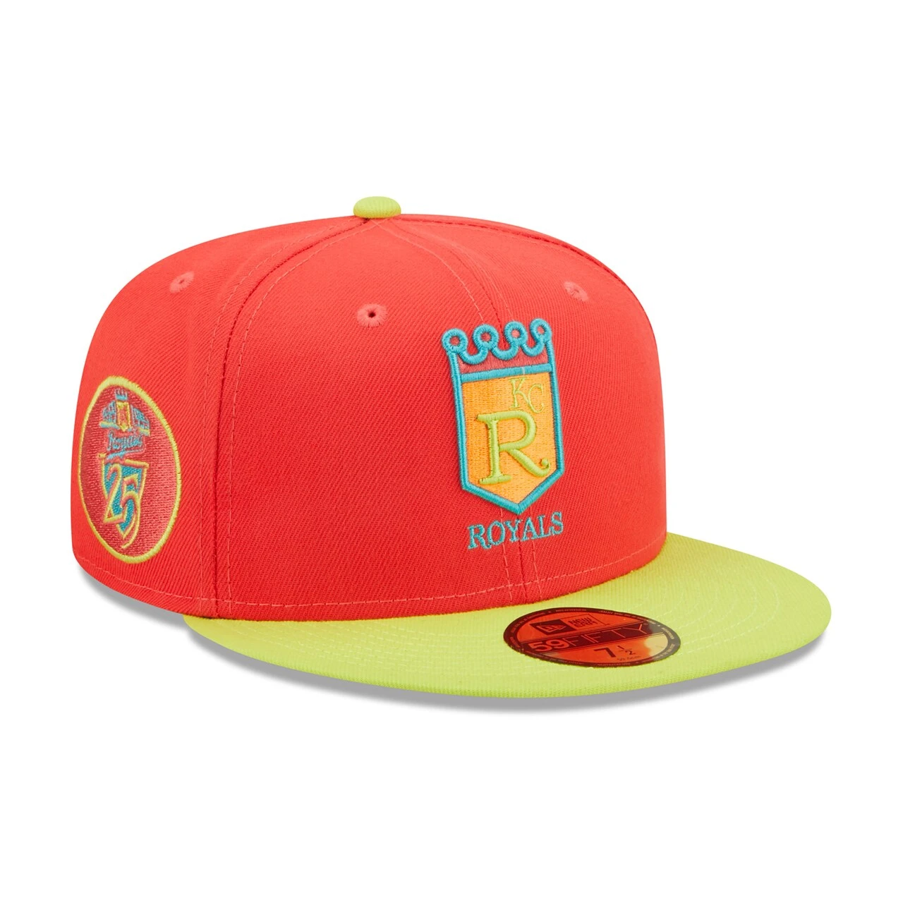Men's Kansas City Royals New Era Red/Neon Green 25th Anniversary Lava Highlighter Combo 59FIFTY Fitted Hat 3 Men's Kansas City Royals New Era Red/Neon Green 25th Anniversary Lava Highlighter Combo 59FIFTY Fitted Hat