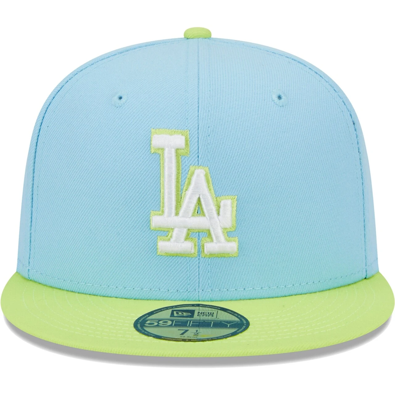 Men's Los Angeles Dodgers New Era Light Blue/Neon Green Spring Color Two-Tone 59FIFTY Fitted Hat 4 Men's Los Angeles Dodgers New Era Light Blue/Neon Green Spring Color Two-Tone 59FIFTY Fitted Hat - Image 2