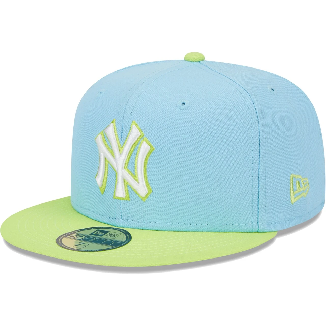 Men's New York Yankees New Era Light Blue/Neon Green Spring Color Two-Tone 59FIFTY Fitted Hat 3 Men's New York Yankees New Era Light Blue/Neon Green Spring Color Two-Tone 59FIFTY Fitted Hat