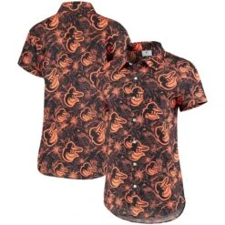FOCO Women's Baltimore Orioles Black/Orange Tonal Print Button-Up Shirt
