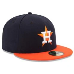 Men's Houston Astros New Era Navy/Orange Road Authentic Collection On Field 59FIFTY Performance Fitted Hat -Baseball Peripherals Store orange houston astros road authentic collection on field 59fifty performance fitted hat pi2659000 altimages ff 2659181alt3 full