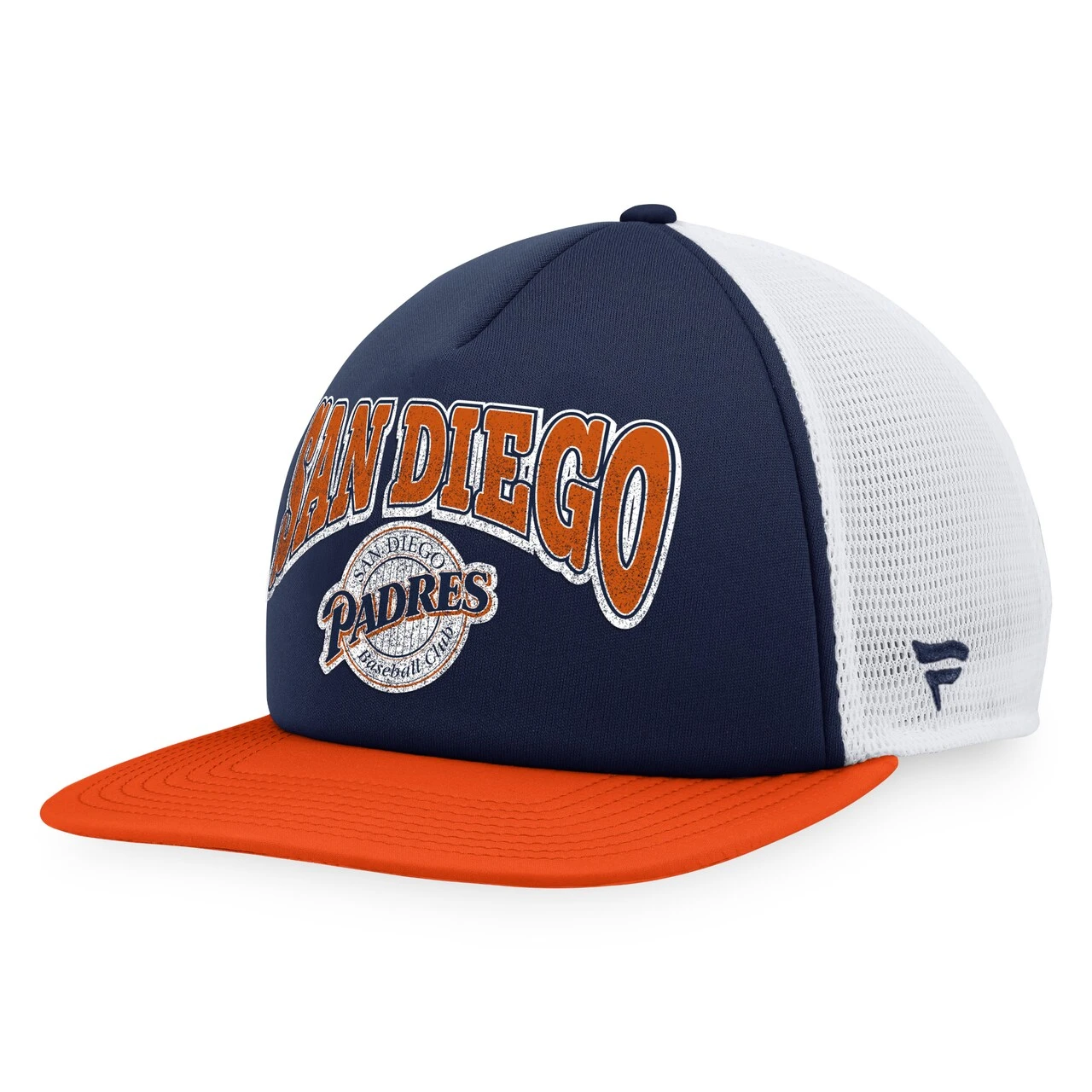 Men's San Diego Padres Fanatics Branded Navy/Orange Heritage Foam Front Trucker Snapback Hat 3 Men's San Diego Padres Fanatics Branded Navy/Orange Heritage Foam Front Trucker Snapback Hat