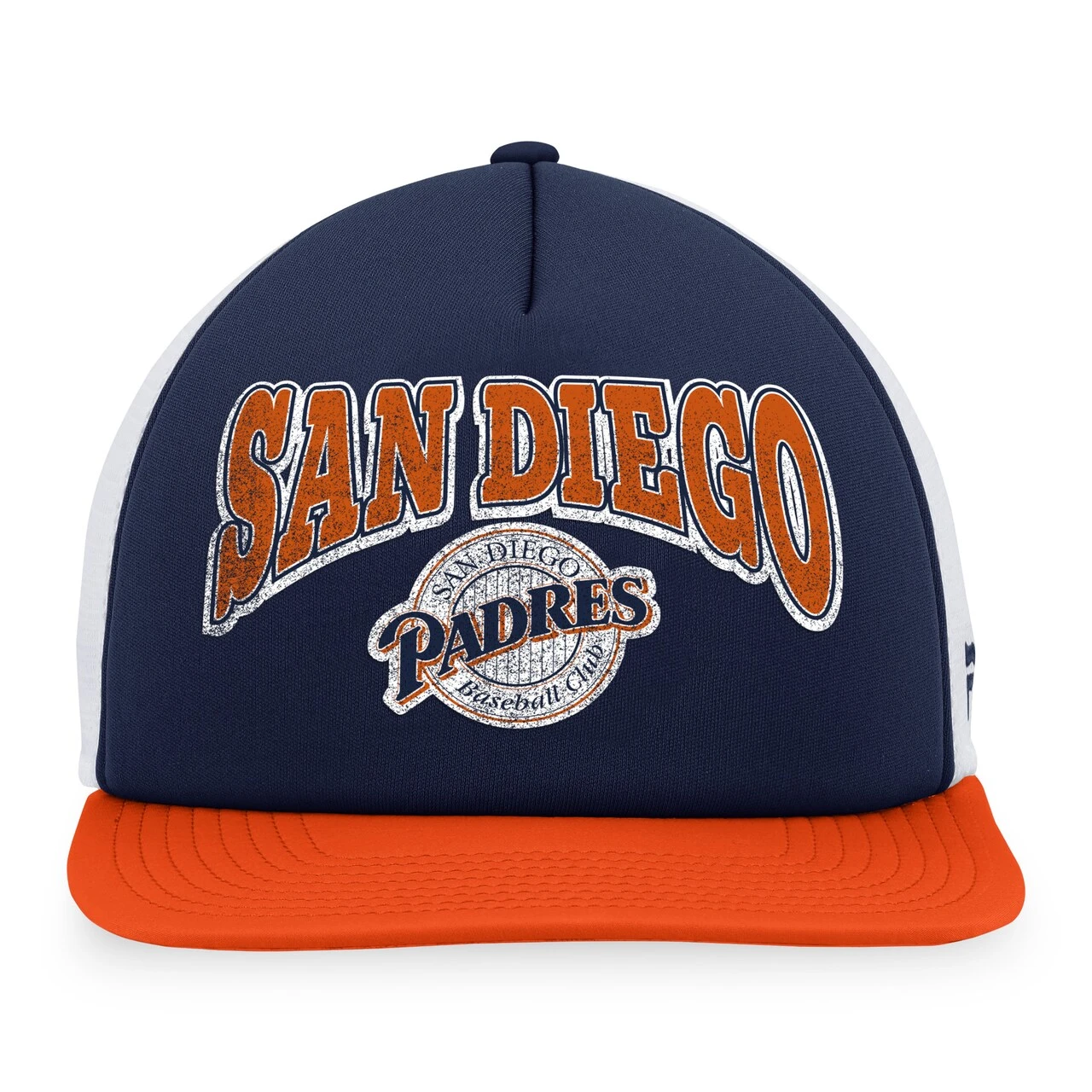 Men's San Diego Padres Fanatics Branded Navy/Orange Heritage Foam Front Trucker Snapback Hat 4 Men's San Diego Padres Fanatics Branded Navy/Orange Heritage Foam Front Trucker Snapback Hat - Image 2